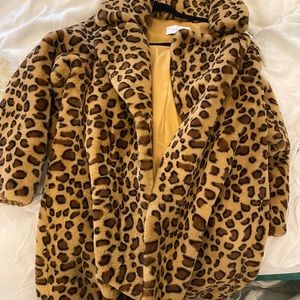 Cozy cheetah mid length fur coat